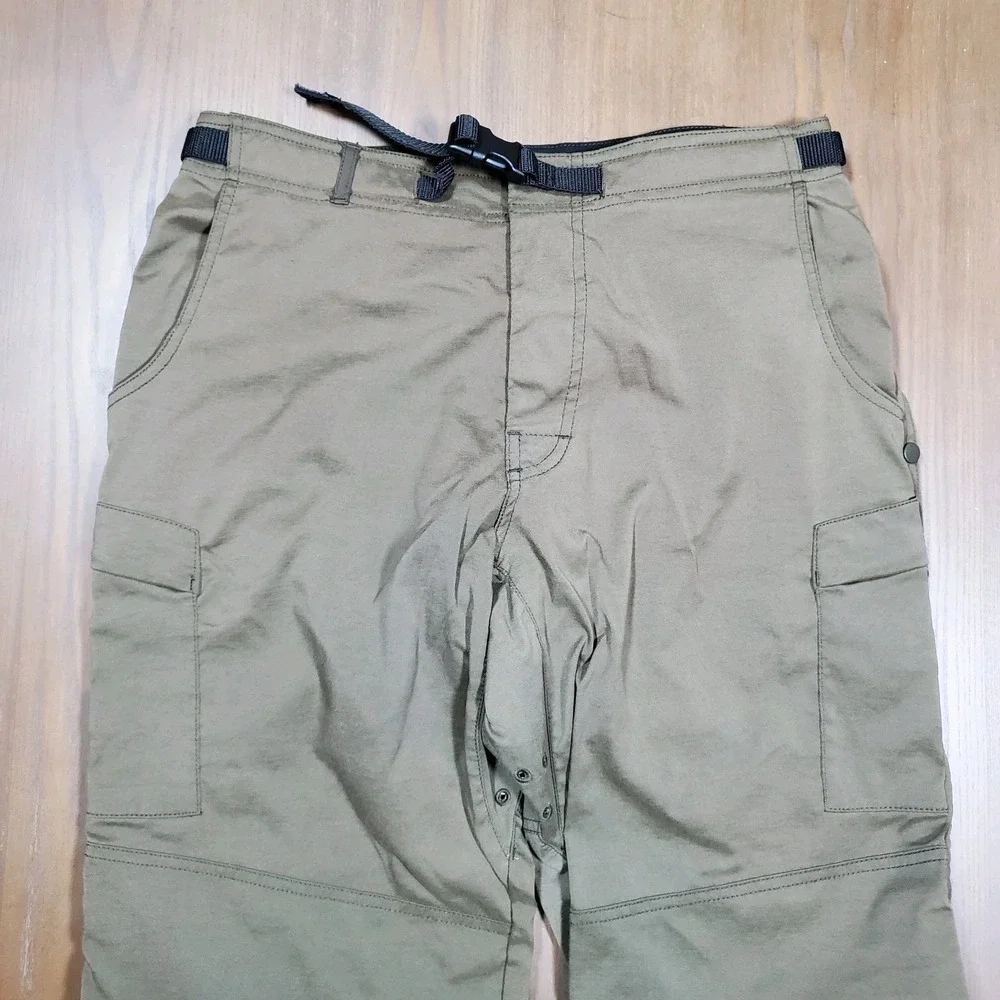 PrAna Pants Men Small Breathe Belted‎ Brown Lightweight Zippered Cargo Pockets